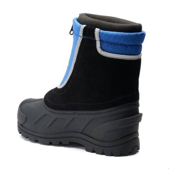 Boys Winter Snow Boots Kids 1 Itasca Black Blue Waterproof Zip Removeable Liner - Picture 2 of 5